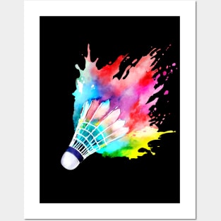 Badminton Shuttlecock Watercolor Player Gift Artistic Artsy Posters and Art